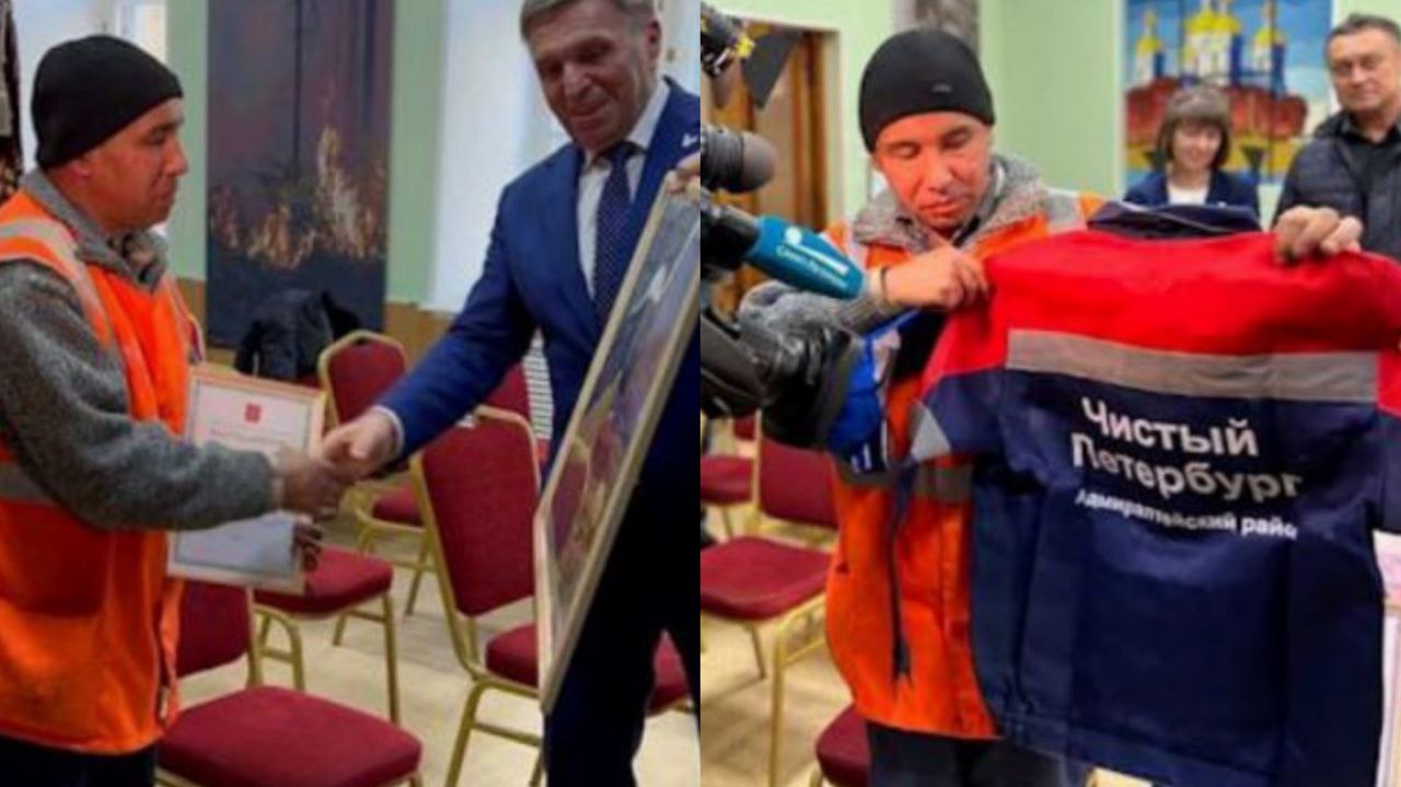 Дворника из Узбекистана, спасшего женщин из горящего дома в Петербурге, наградили картиной и новой формой