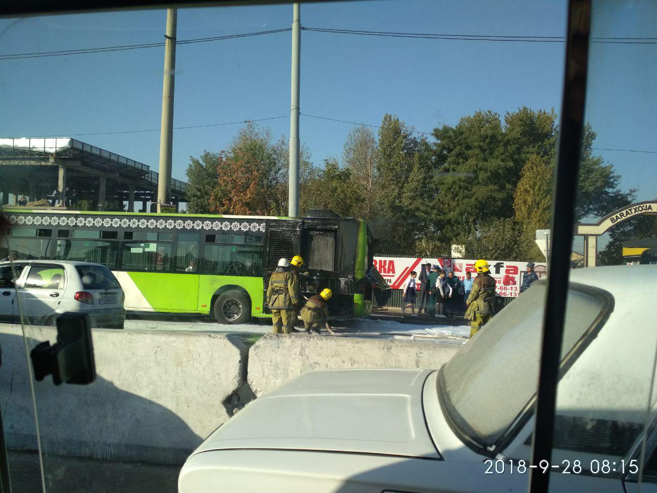 Названа причина возгорания автобуса в районе рынка Куйлюк