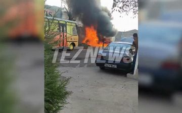 Tez News: Опубликовано видео пожара иномарки в Ташкенте 