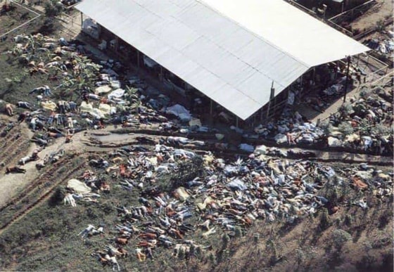 Gayanadagi "Xalqlar ibodatxonasi"dagi daxshatli qirg'in. Unda jamiyat rahbari Jim Jonsning chaqirig'i bilan 918 kishi o'z joniga qasd qilgan. 1978-yil 18-noyabr