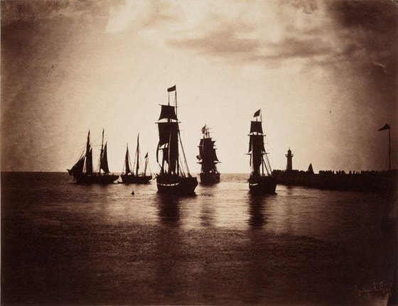 Le Gavr portidan ketayotgan kemalar. Yuqori Normandiya viloyati, Fransiya imperiyasi, 1856-yil