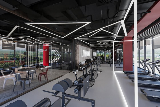 Рендер фитнес-зала на втором этаже