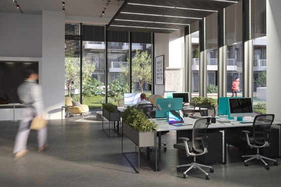 Рендер офисного пространства в ЖК Parkwood