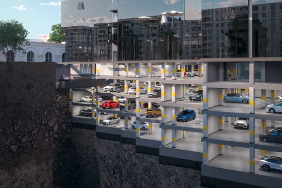 Рендер четырехуровневой подземной парковки&nbsp;