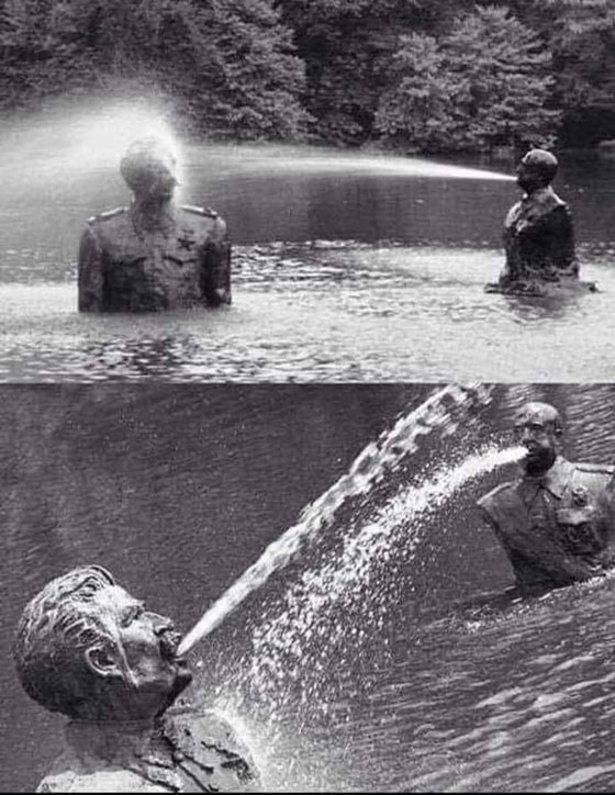 Gollandiyaning Arnhem bog'idagi "Tupuruvchi diktatorlar" favvorasi. 2008-yil