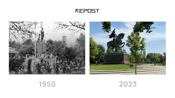 Сквер Амира Темура тогда и сейчас, Ташкент, изображение: Repost.uz