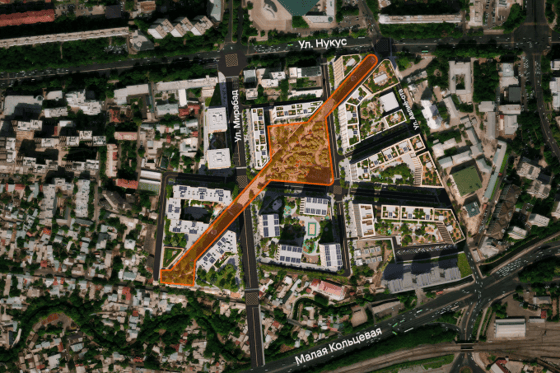 Сквер-парк площадью 2,6 гектара, протяжённостью 530 метров