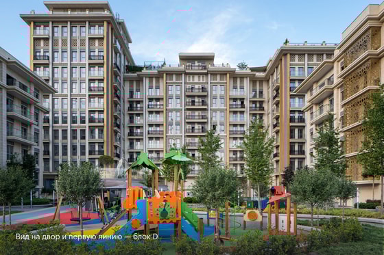 Фото с видом во двор на первую линию. Блок D