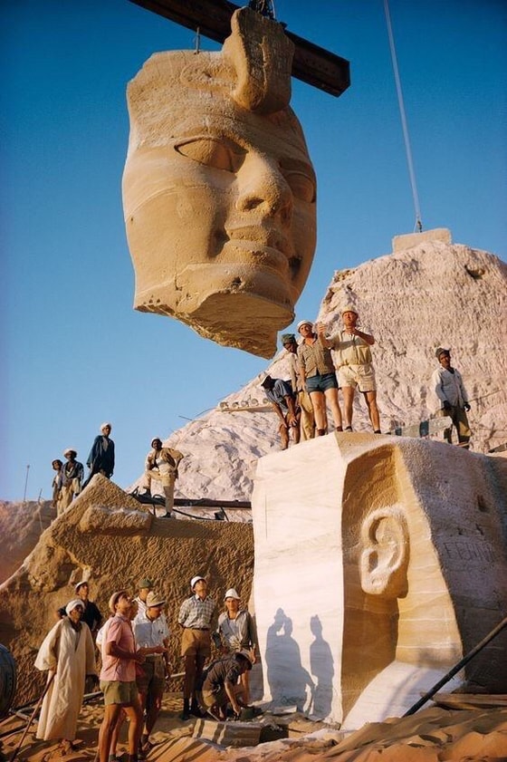 Abu Simbel ibodatxonasining ko'chirish jarayoni. 1966-yil