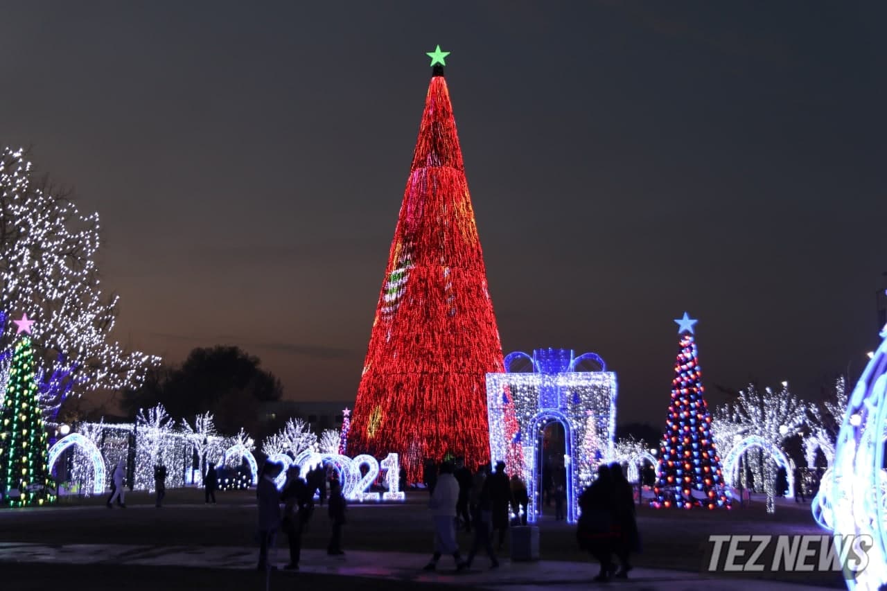TezNews составил рейтинг высоты центральных елок Узбекистана 