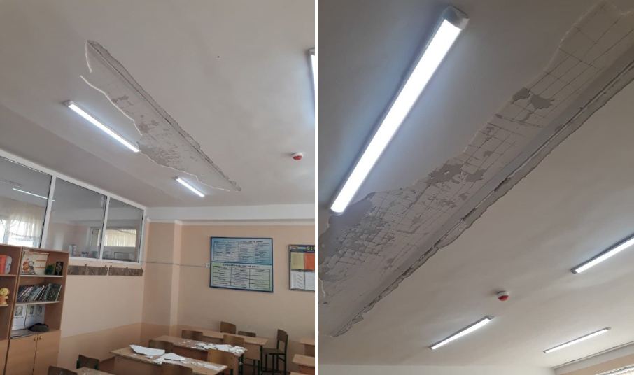В янгиюльской школе на двух учащихся частично обрушился потолок 