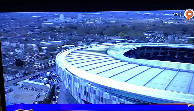 Панорамный вид стадиона «Тоттенхэм Хотспур» на трансляции иранского телеканала/ Daily Mail 