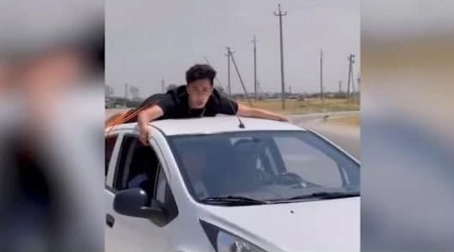 Узбекистанец в погоне за хайпом в TikTok прокатился на крыше автомобиля Spark 