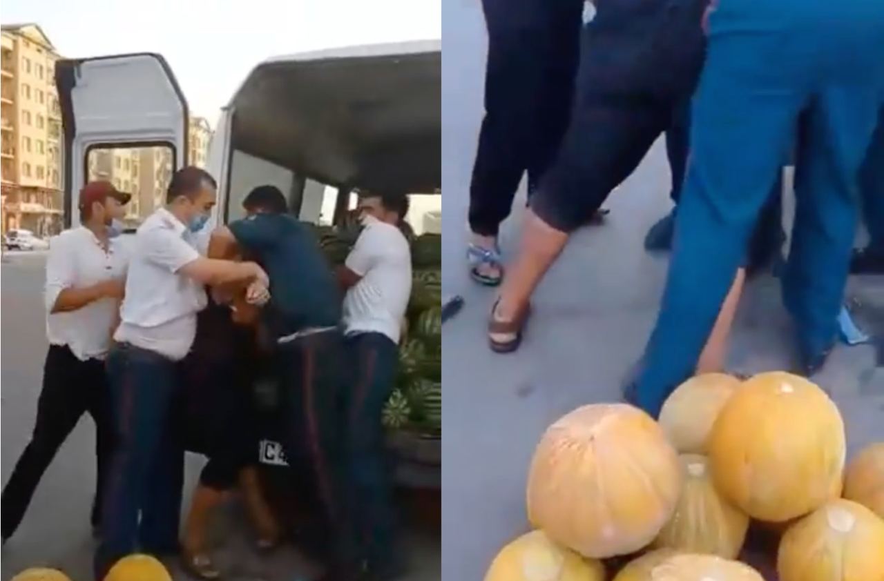 В Ташкенте продавец арбузов и дынь подрался с сотрудниками ОВД 