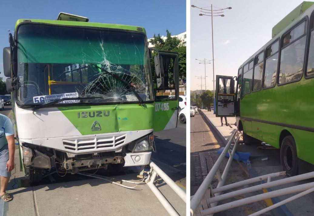 В Ташкенте пассажирский автобус влетел в фонарный столб