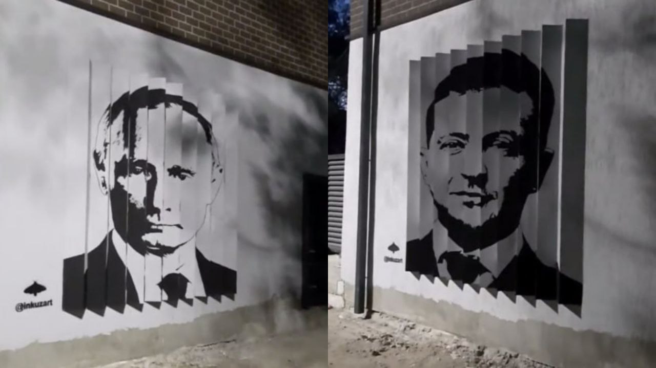 Inkuzart нарисовал в Ташкенте граффити с лицами Путина и Зеленского — видео