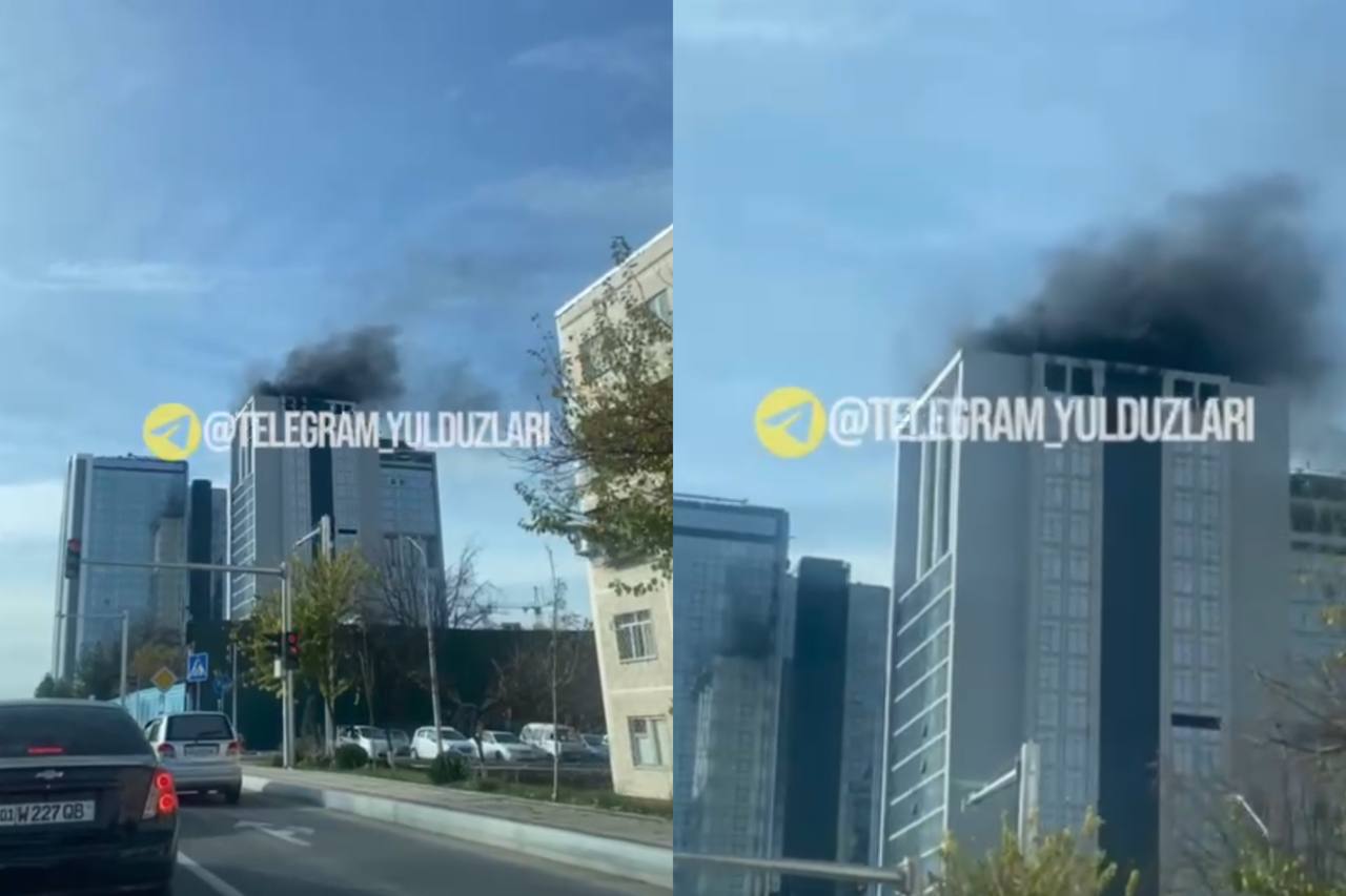 В Ташкенте загорелась крыша одной из высоток IT-Park — видео