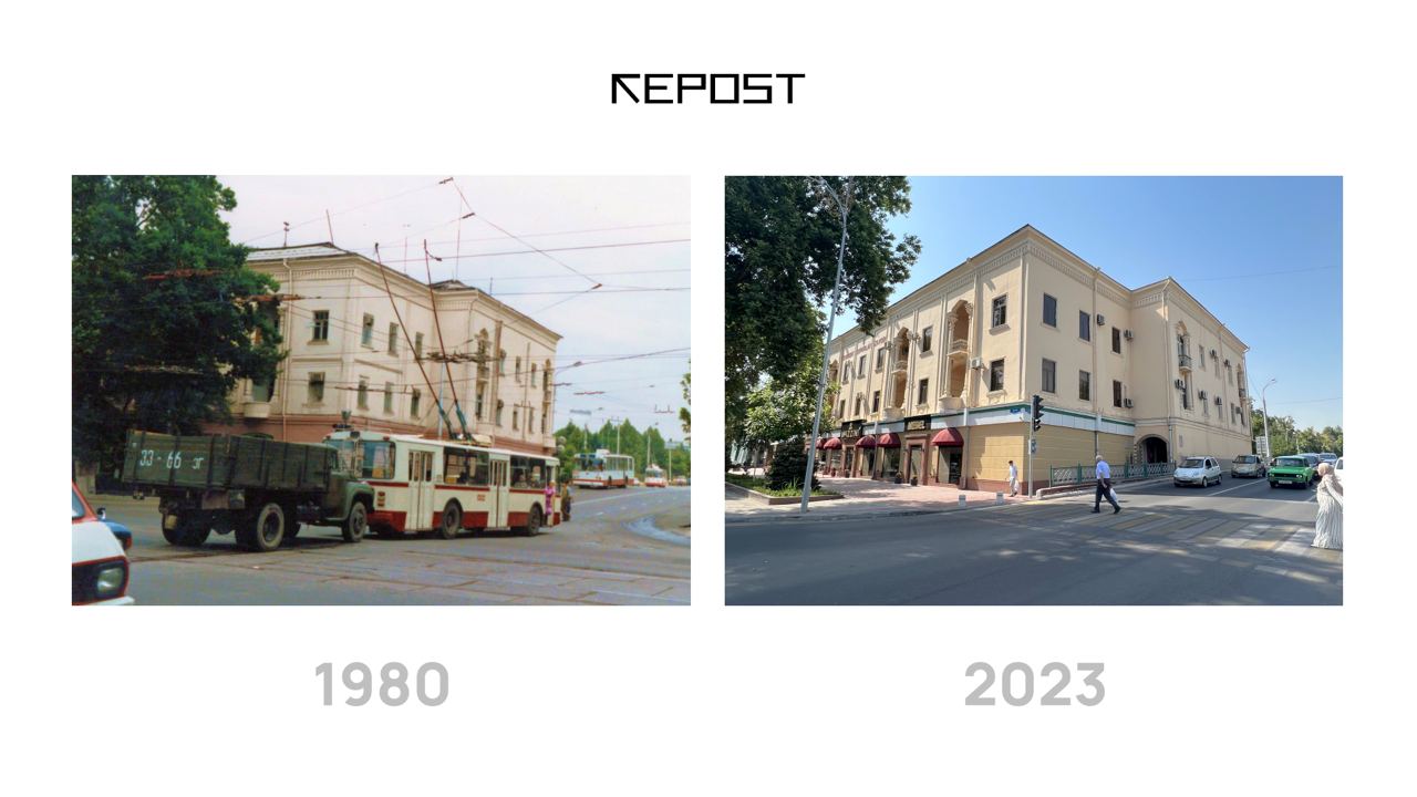 Улица Абая тогда и сейчас, изображение: Repost.uz