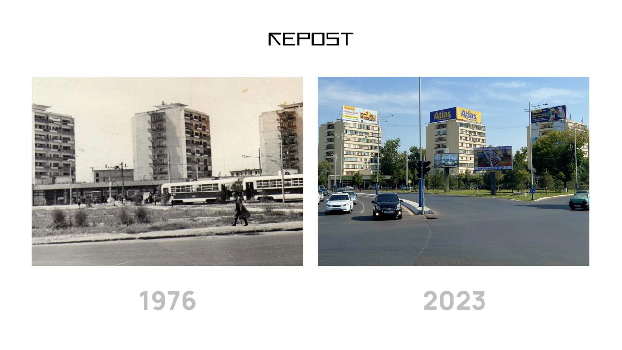 Площадь Актепа тогда и сейчас, Ташкент, изображение: Repost.uz