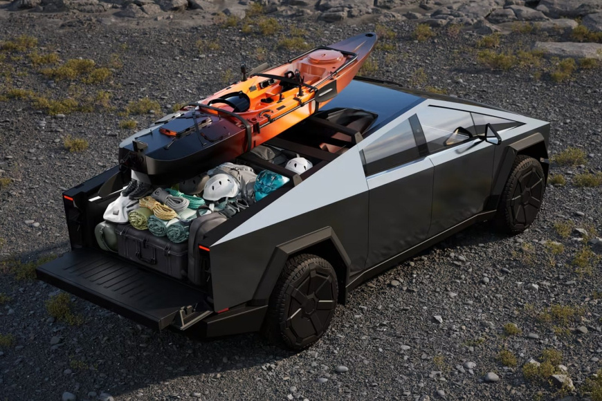 Благодаря дополнительной батарее в багажнике Tesla Cybertruck, запас хода увеличится более, чем на 200 км