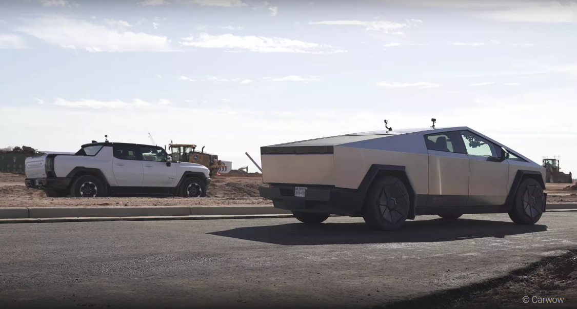 В сети показали гонку между Tesla Cybertruck и электрическим GMC Hummer