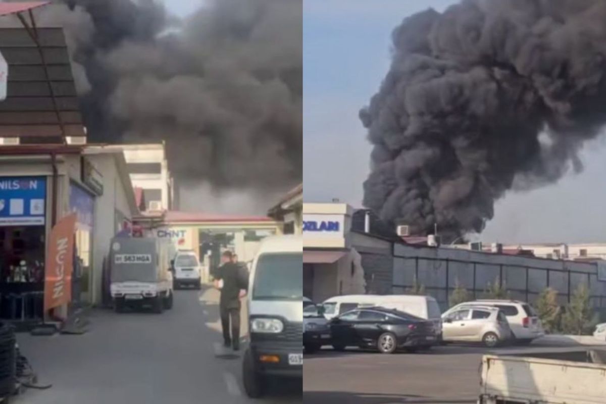 В Ташкенте произошел крупный пожар на складе