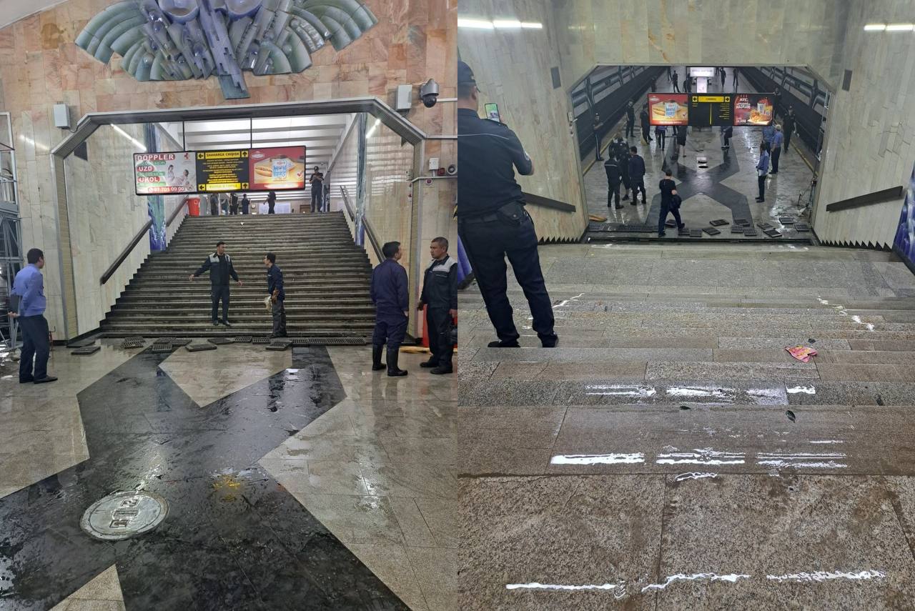 Yomg‘ir natijasida “Chorsu” metro bekatiga suv kirdi