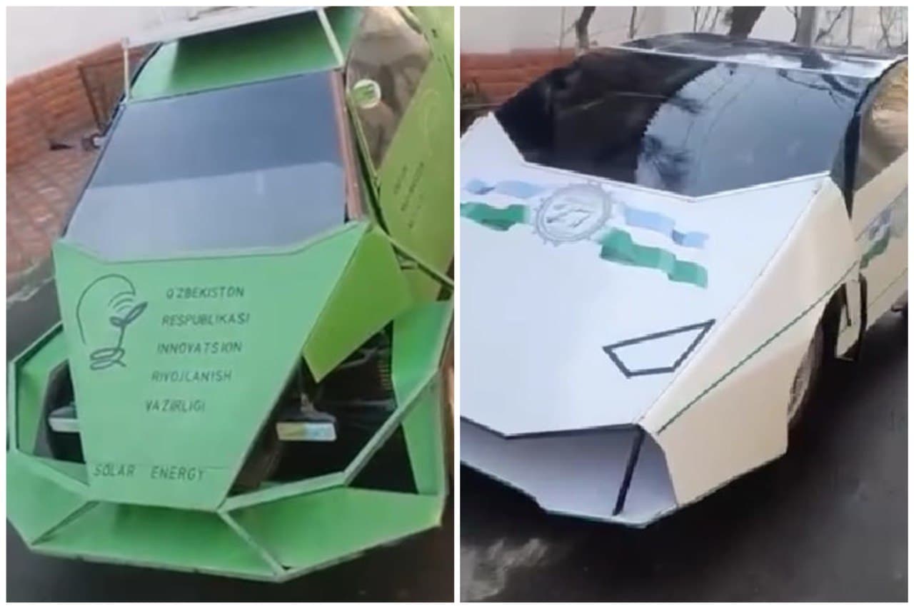 В Узбекистане блогер собрал два уникальных электромобиля, которые ездят на солнечной энергии