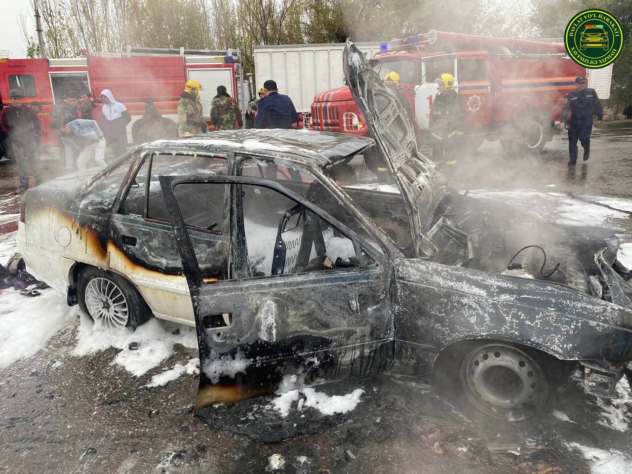 Под Ташкентом в результате столкновения с грузовиком сгорела Nexia — видео