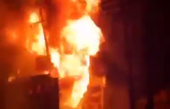 В Фергане загорелся трансформатор — видео