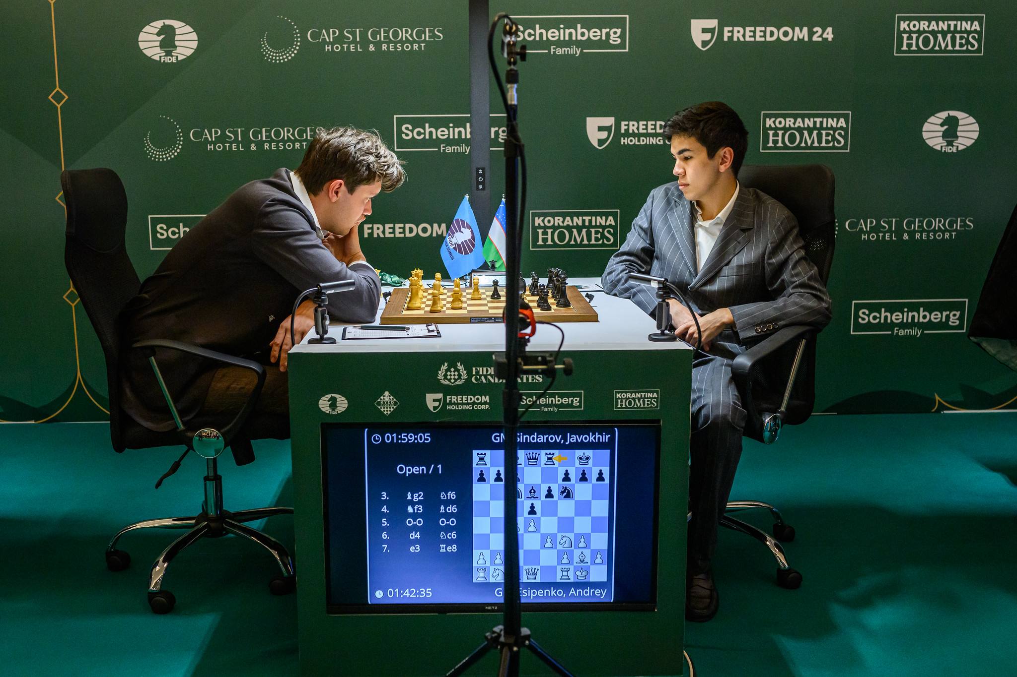 Турнир претендентов: Жавохир Синдаров сыграл вничью с Андреем Есипенко