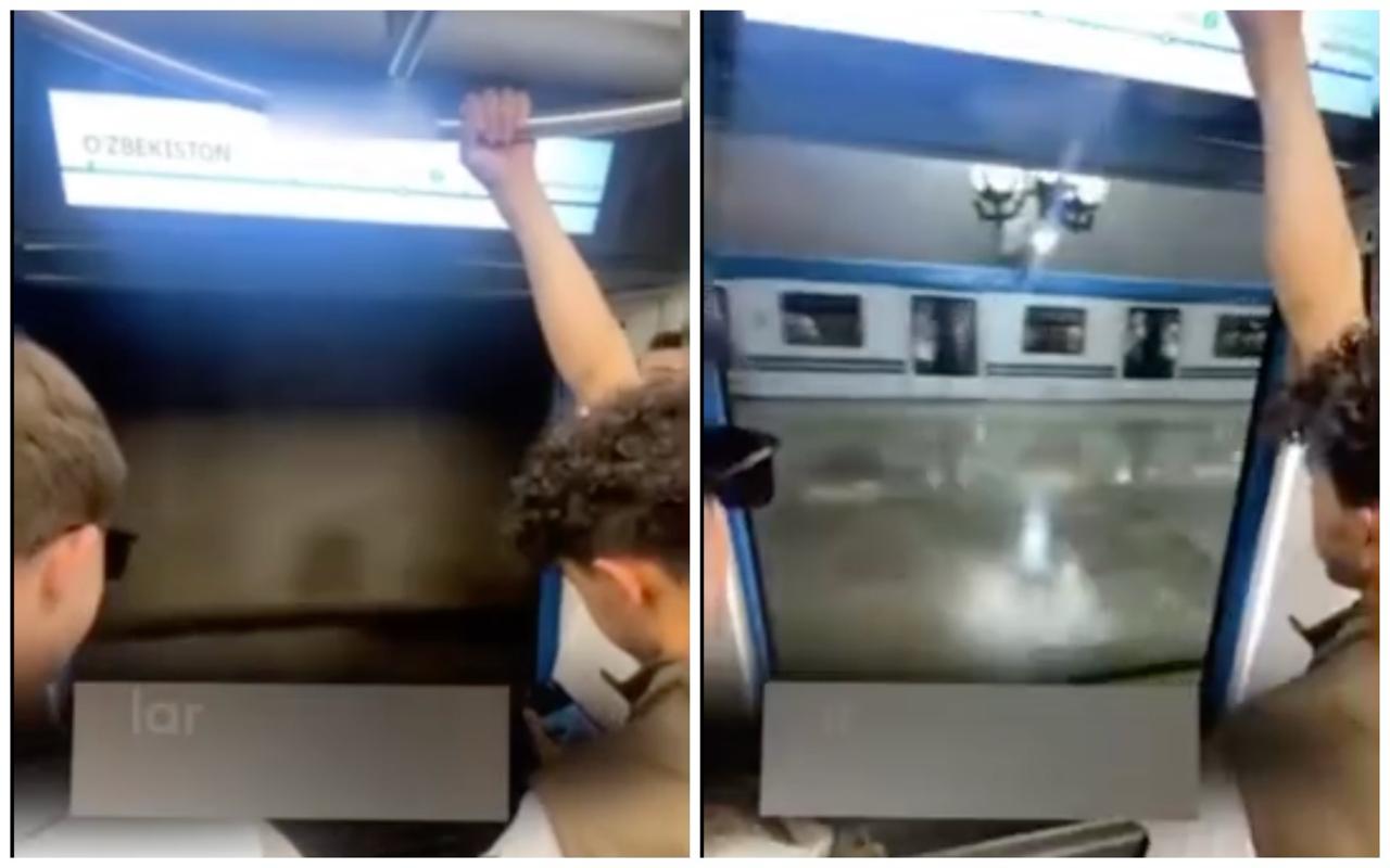 Toshkent metrosidagi poyezdlardan biri eshigi ochiq holda harakatlandi