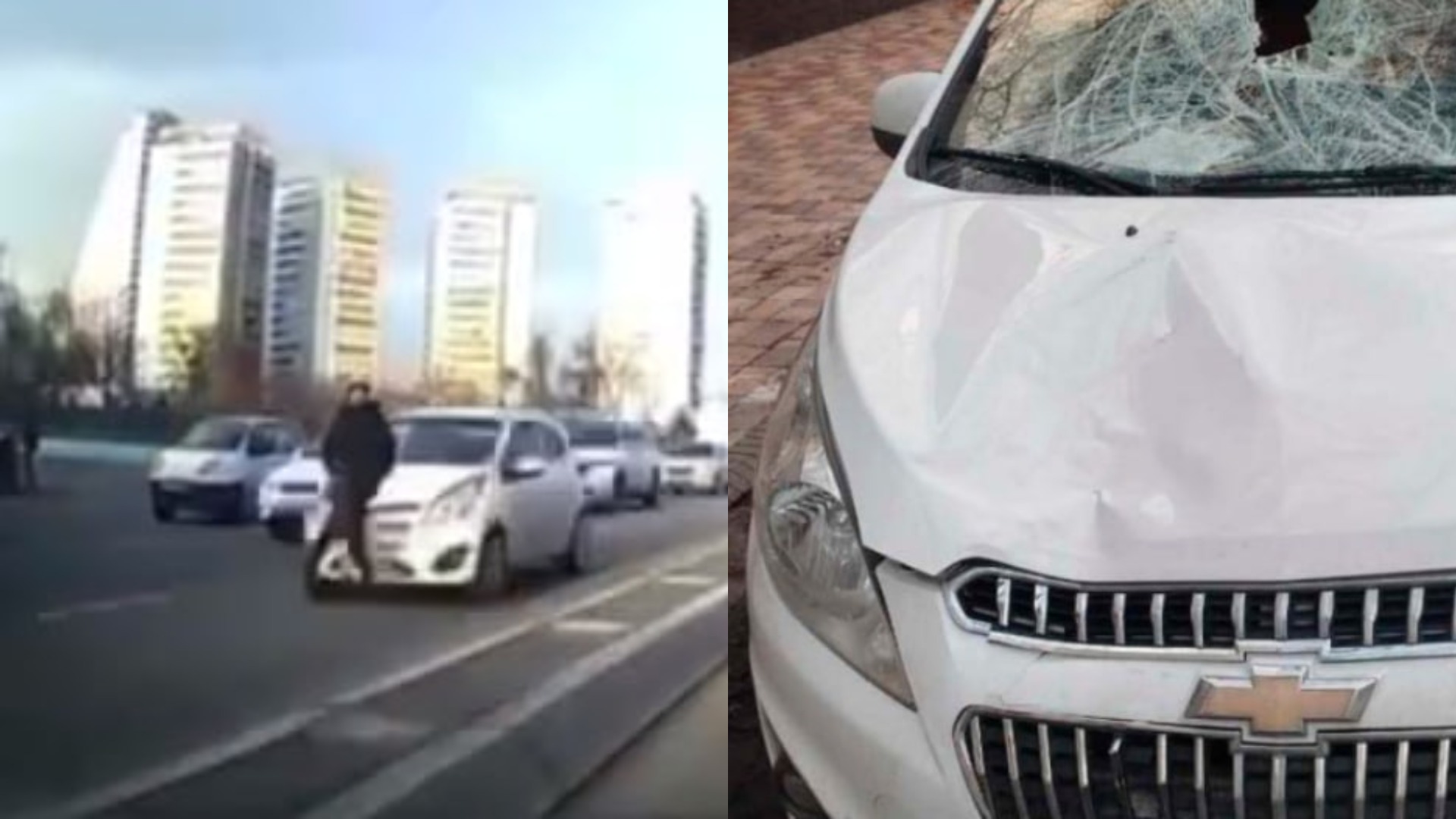 На Дархане водитель на большой скорости сбил пешехода, перебегавшего дорогу (видео)