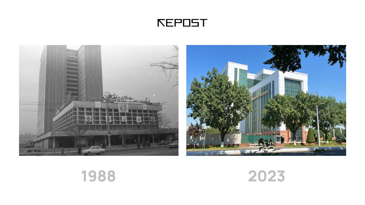 Ташкент, кинотеатр ‎«‎Искра»‎ тогда и сейчас, изображение: Repost.uz
