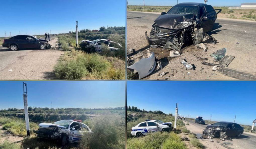 В Каракалпакстане столкнулись Lacetti и служебный автомобиль ДПС, есть погибший