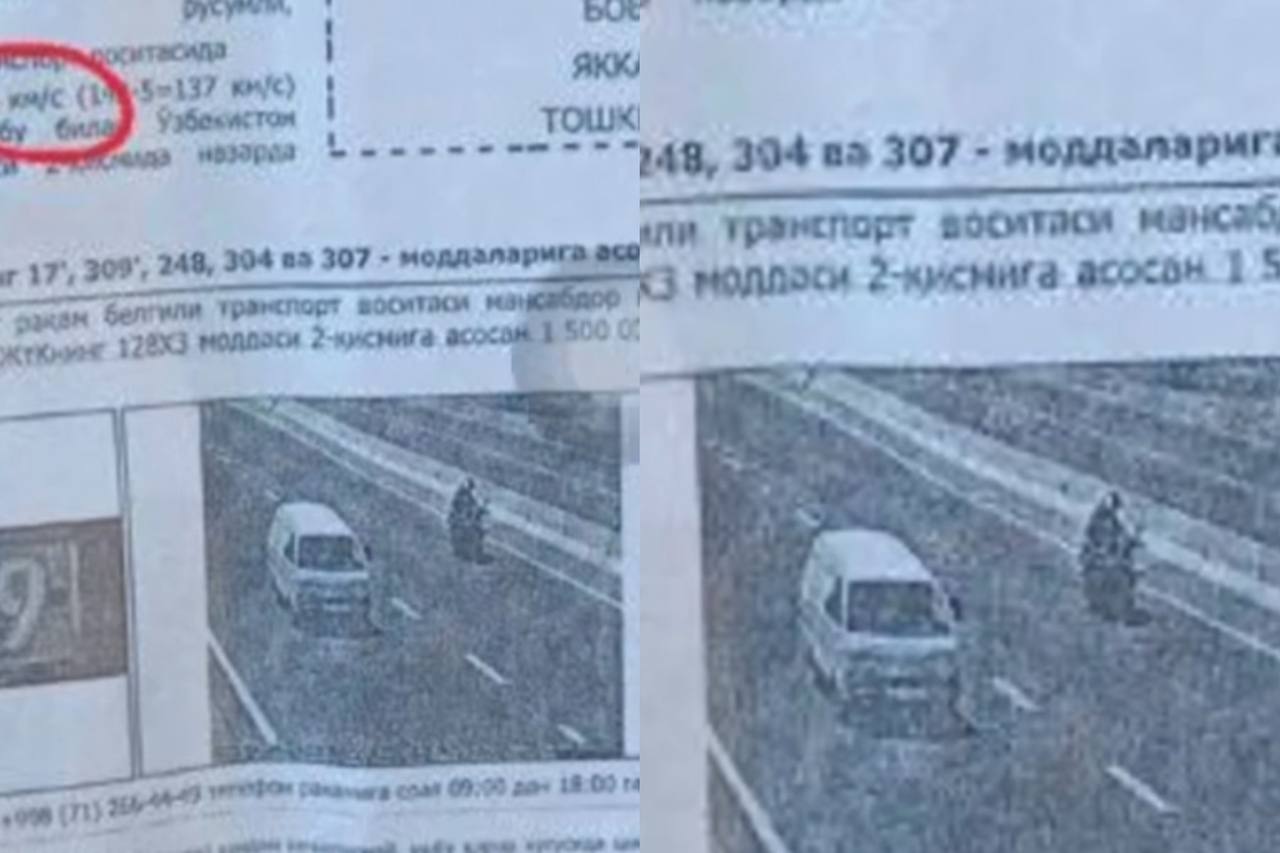 В Узбекистане за превышение скорости мотоцикла  оштрафовали «Дамас» 