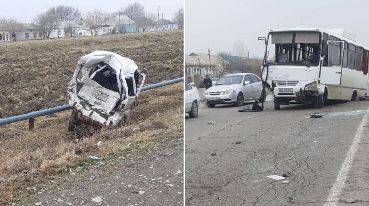 В Сырдарье из-за ДТП автобуса и «Дамаса» пострадали восемь человек