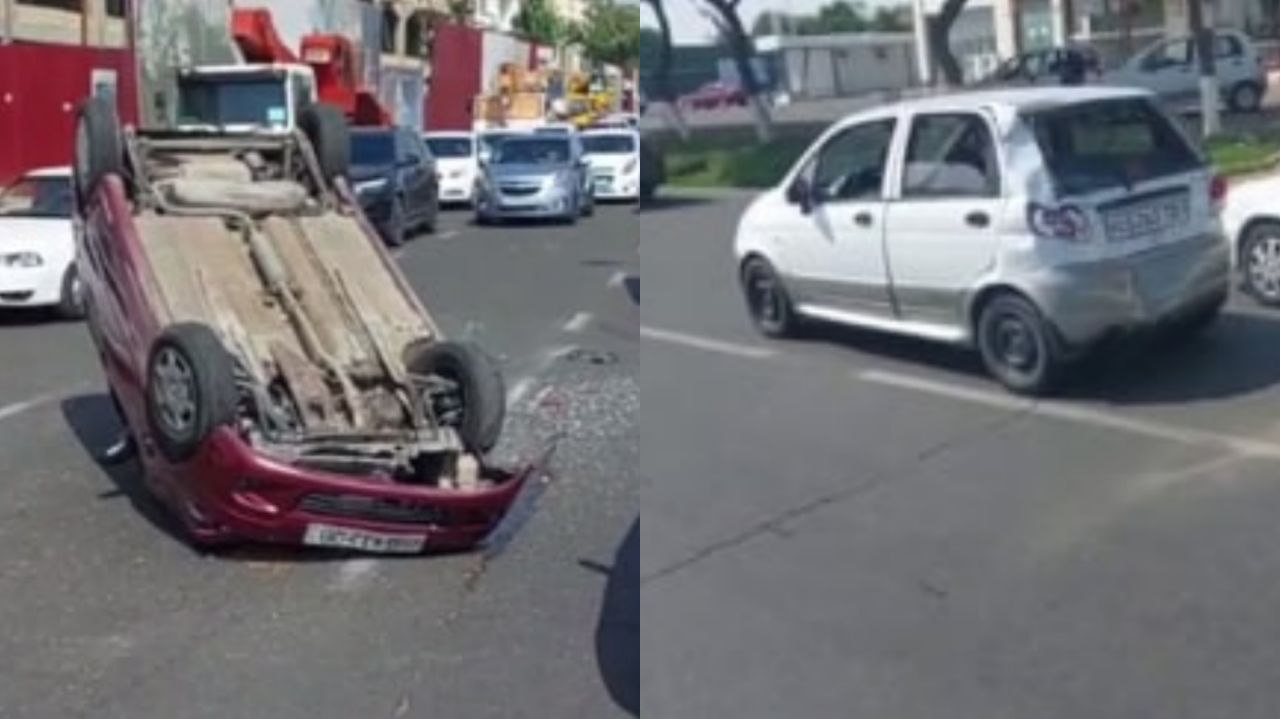 В Ташкенте столкнулись четыре автомобиля — видео