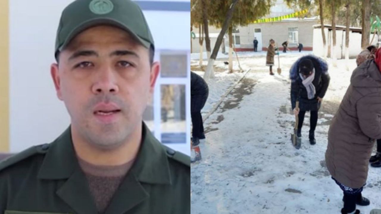 Прокурор Ангрена получил выговор за принуждение учителей к уборке снега — видео