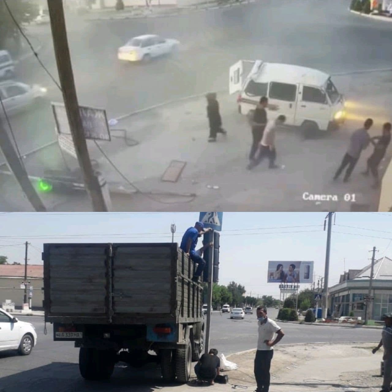 В Маргилане водитель «Дамаса» не справился с управлением и «снёс» светофор – видео