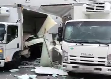 На складе супермаркета Havas взорвался установленный внутри грузового авто газовый баллон — видео