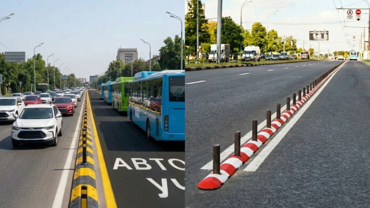 В Ташкенте автобусные полосы хотят отделить специальными ограждениями