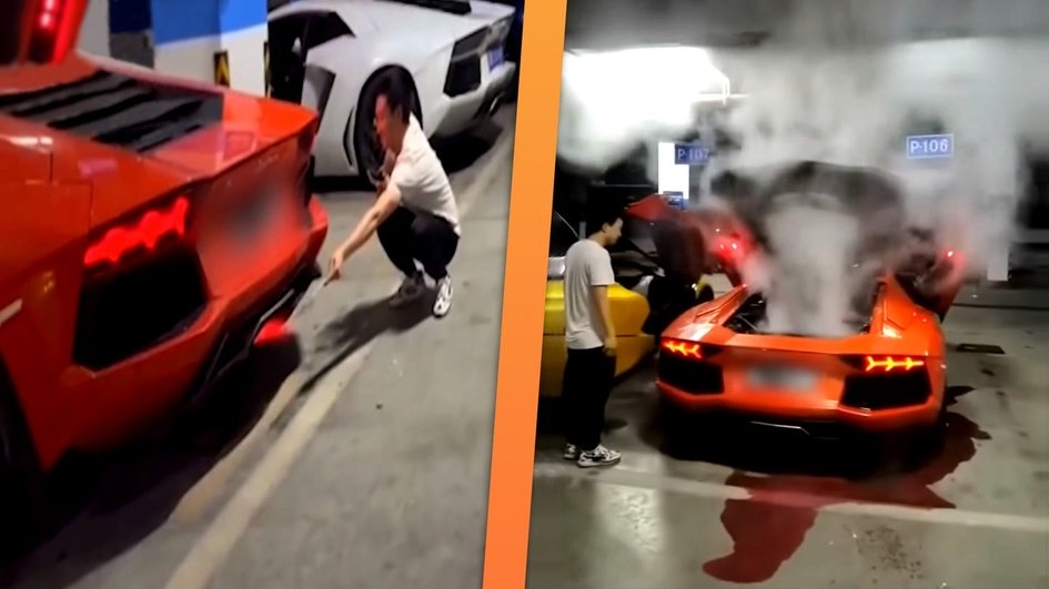 Китаец чуть не спалил свой Lamborghini, жаря на ней шашлыки