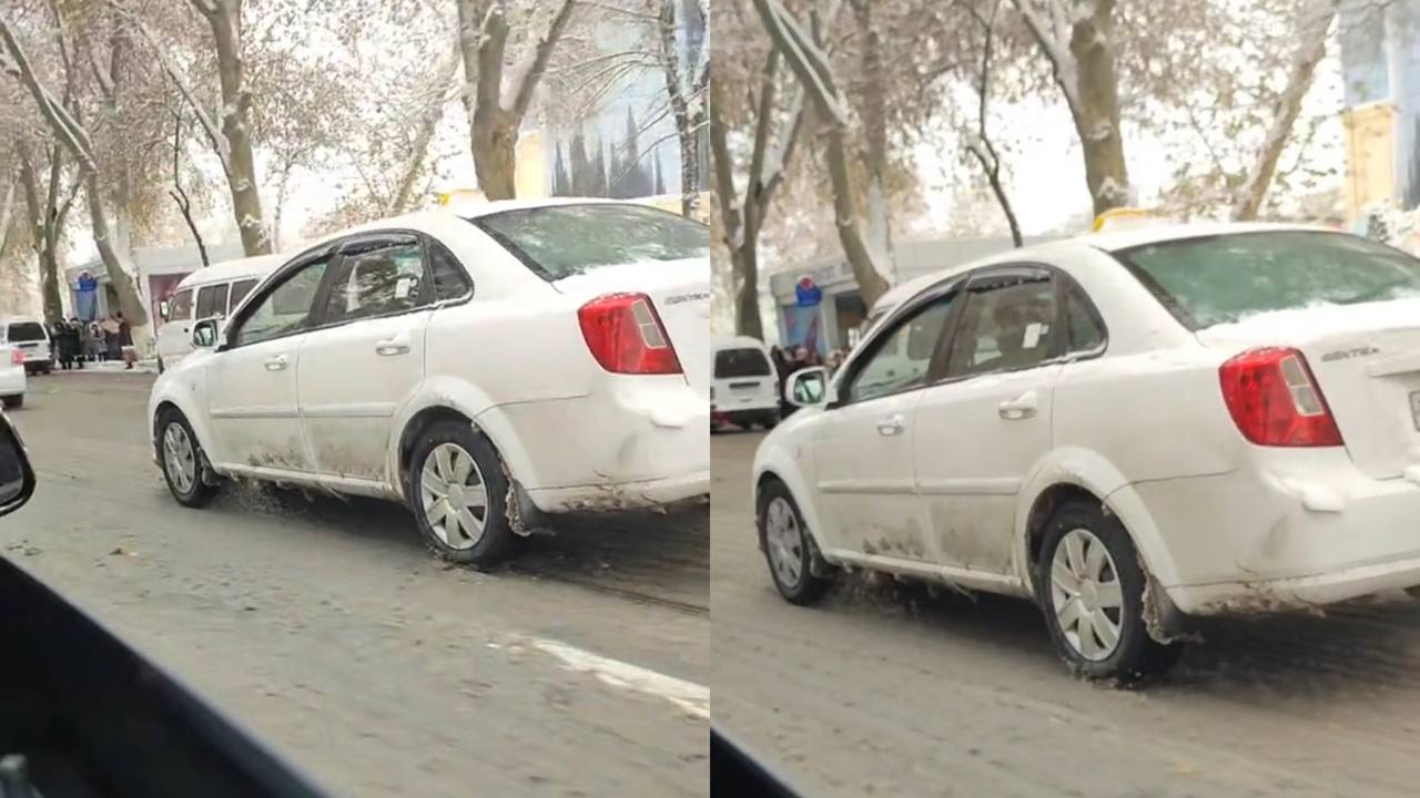 В Узбекистане водитель «Джентры» ехал с «парализованными» задними колесами — видео
