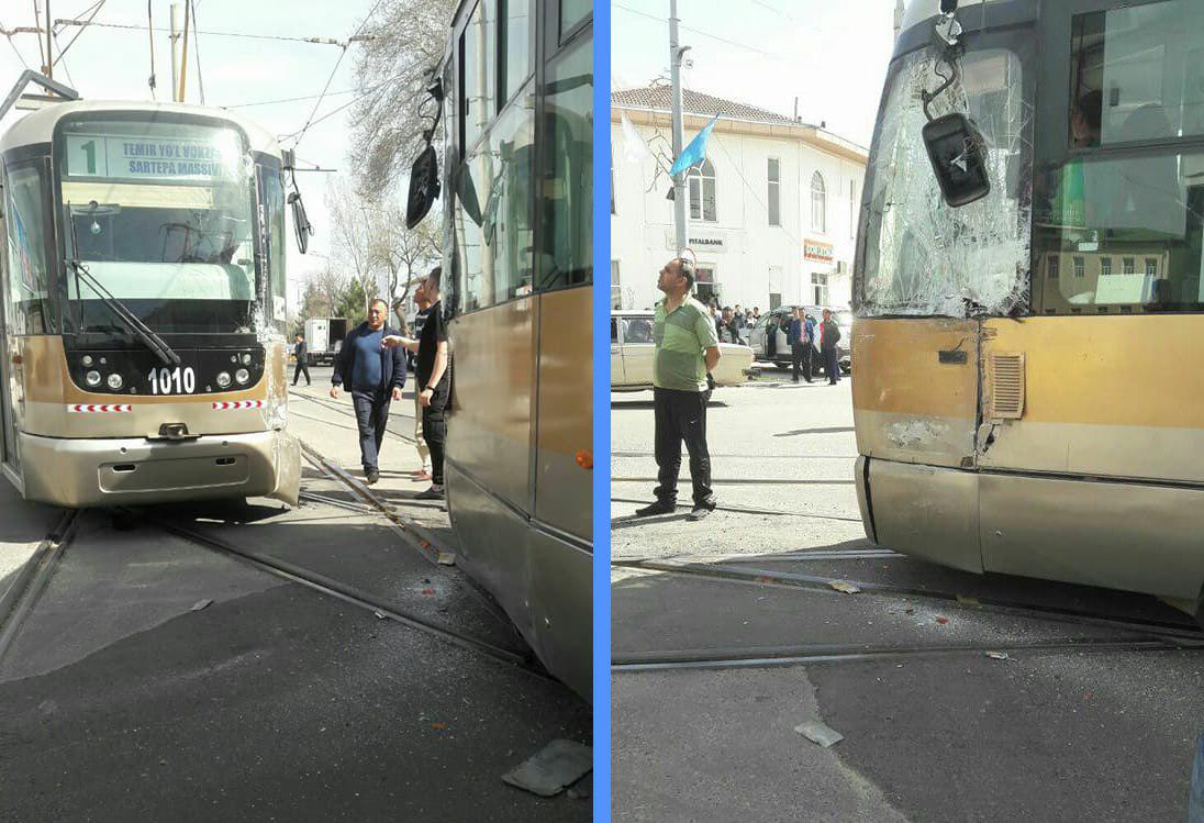В Самарканде друг с другом столкнулись два трамвая