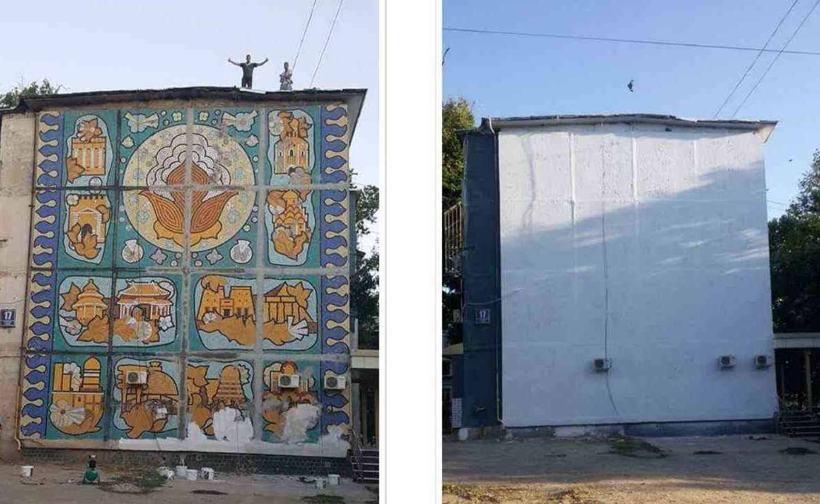 В Ташкенте бизнесмен восстановит многолетнюю мозаику на доме, которую закрасили строители 