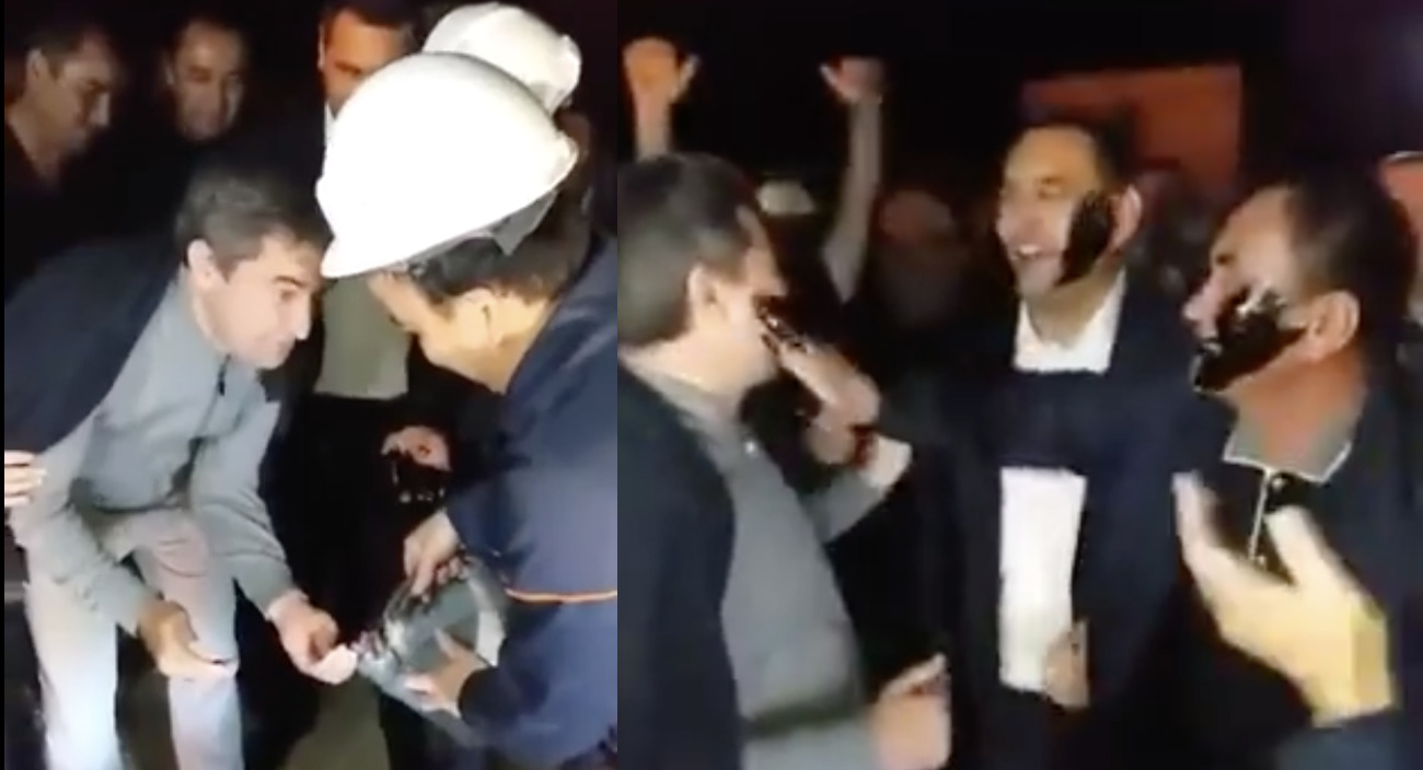 Министр энергетики Алишер Султанов обмазался добытой в Намангане нефтью (видео)