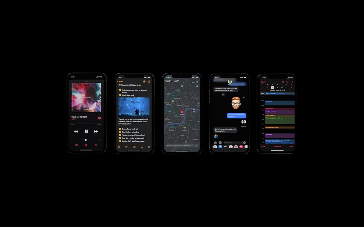 Apple анонсировала новую версию iOS с темным режимом (видео)