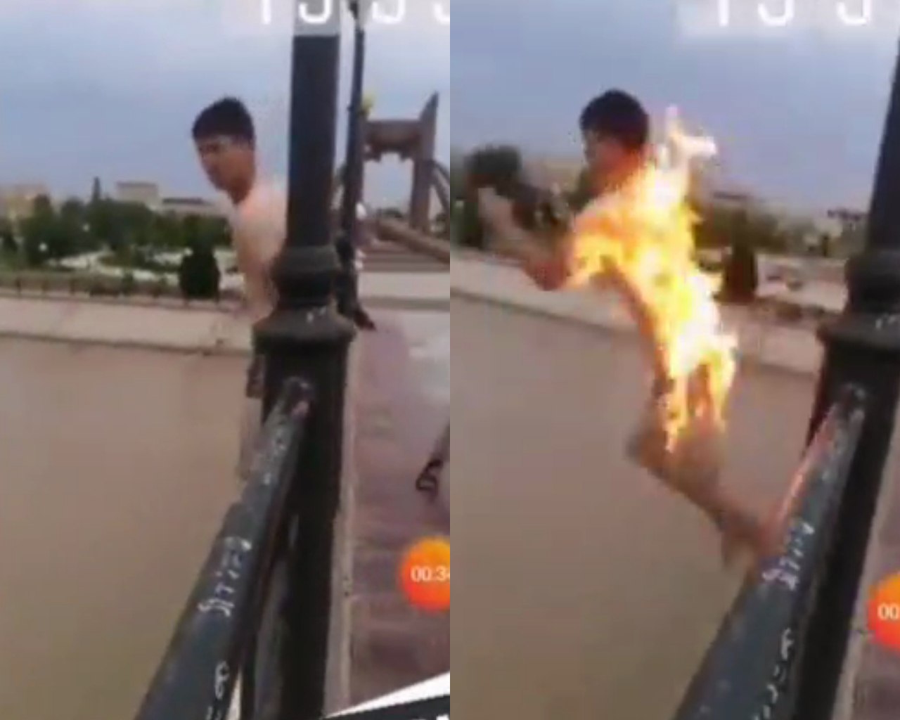 В Хорезме подростки ради шутки облили друга бензином и сняли на видео прыжок с моста в воду 