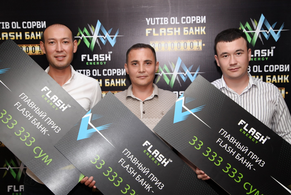 Победители акции «Сорви FLASH БАНК» получили по 33 333 333 сумов от Flash Up ENERGY